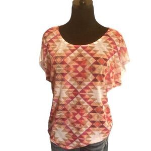 Prana T-Shirt Semi-Sheer Desert Diamonds Size Medium